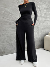 Load image into Gallery viewer, Long Sleeve Top and Wide Leg Pants Set
