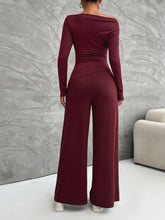 Load image into Gallery viewer, Long Sleeve Top and Wide Leg Pants Set
