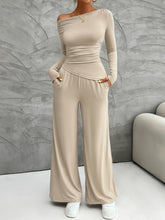 Load image into Gallery viewer, Long Sleeve Top and Wide Leg Pants Set
