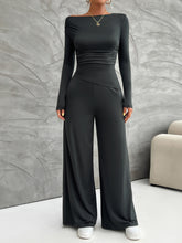 Load image into Gallery viewer, Long Sleeve Top and Wide Leg Pants Set
