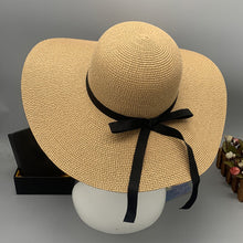 Load image into Gallery viewer, Bow Paper Braided Wide Brim Hat
