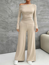 Load image into Gallery viewer, Long Sleeve Top and Wide Leg Pants Set
