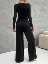 Load image into Gallery viewer, Long Sleeve Top and Wide Leg Pants Set
