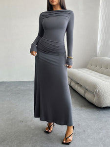 Ruched Long Sleeve Maxi Dress