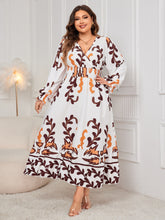 Load image into Gallery viewer, Plus Size Printed Surplice Flounce Sleeve Dress
