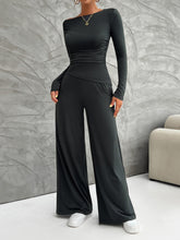 Load image into Gallery viewer, Long Sleeve Top and Wide Leg Pants Set
