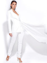 Load image into Gallery viewer, Vandra White Draping Blazer Jacket &amp; Vayla White Skinny Fit Matching Pants ... Separately Priced
