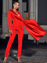 Load image into Gallery viewer, Vandra Red Draping Blazer Jacket &amp; Vayla Red Skinny Fit Matching Pants...Separately Priced
