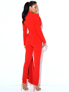 Vandra Red Draping Blazer Jacket & Vayla Red Skinny Fit Matching Pants...Separately Priced