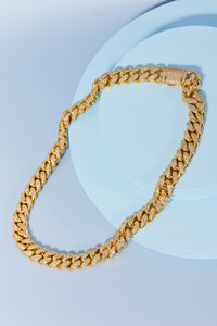 Cubic Zirconia Curb Chain Necklace