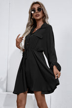 Load image into Gallery viewer, Collared Tie Waist Button Up Shirt Dress
