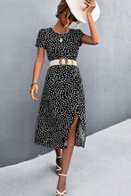 Load image into Gallery viewer, Printed Slit Cutout Midi Dress (Belt Not Included)
