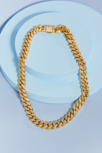 Cubic Zirconia Curb Chain Necklace