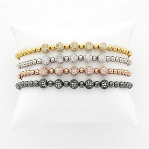 Women's  Stainless Steel Beaded Stretch Bracelet