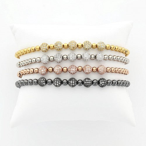 Women's  Stainless Steel Beaded Stretch Bracelet