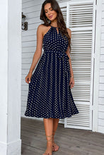 Load image into Gallery viewer, Polka Dot Tie-Waist Sleeveless Midi Dress
