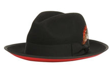 Load image into Gallery viewer, WOOL FELT FEDORA HAT with grosgrain band and feather
