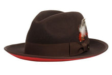 Load image into Gallery viewer, WOOL FELT FEDORA HAT with grosgrain band and feather
