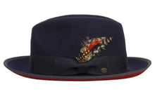 Load image into Gallery viewer, WOOL FELT FEDORA HAT with grosgrain band and feather
