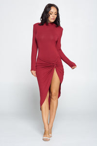 Midi Bodycon Dress Burgundy